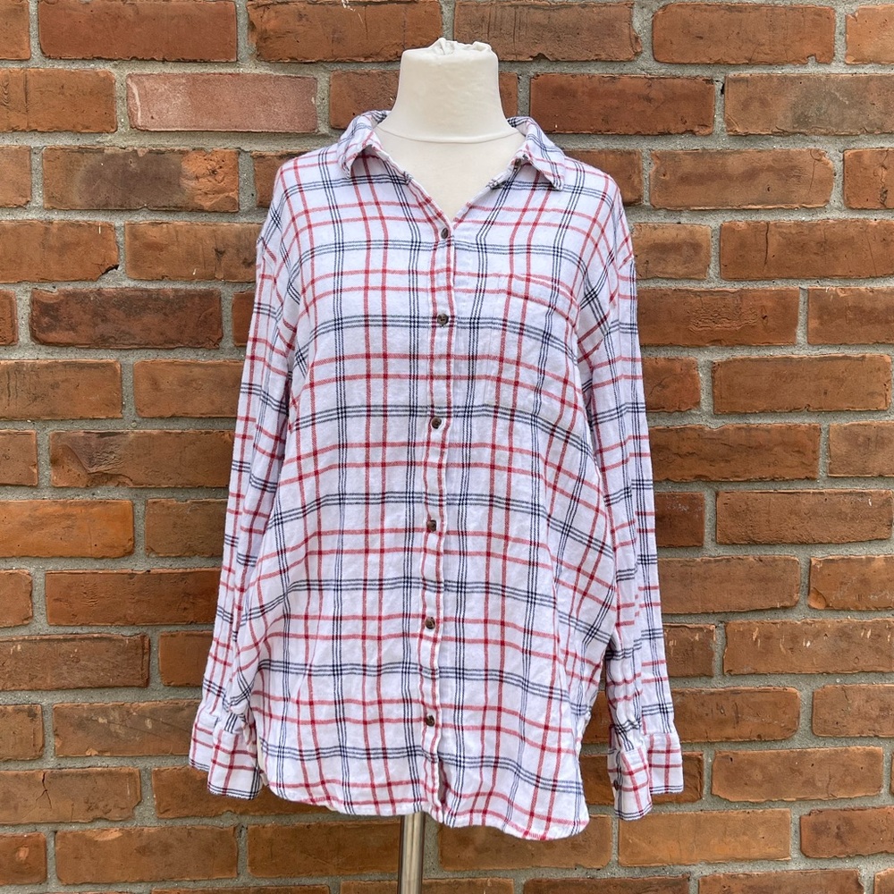 Treasure & Bond Plaid Button Down Boyfriend Shirt